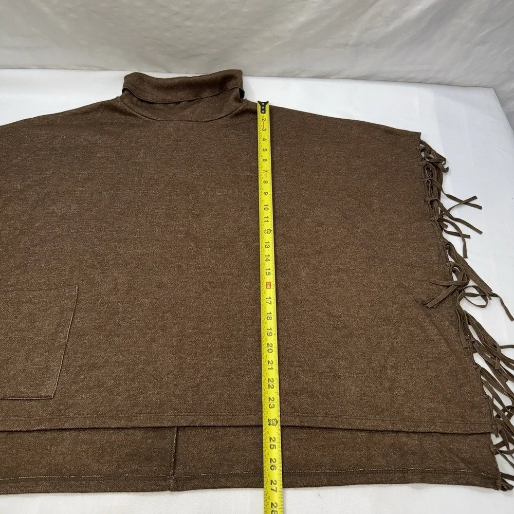 Back In the Saddle Women's Sweater Poncho‎ Fringe Brown OS Western Rodeo